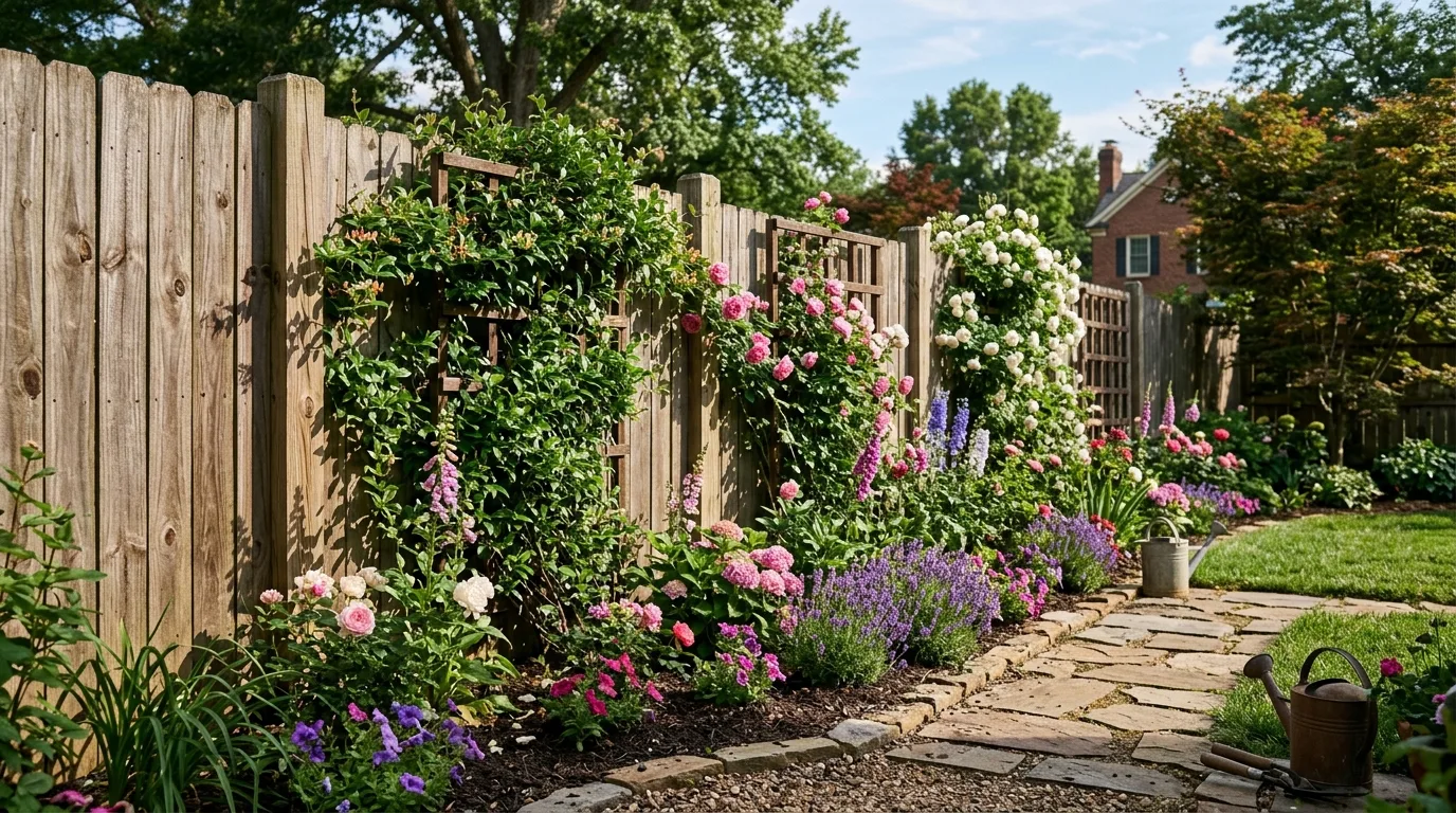 Fence Line With Ornamental Grasses